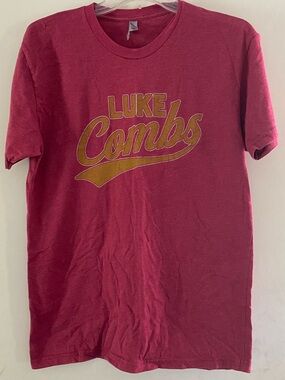 Luke Combs Burgundy Crewneck Tee with Gold Lettering